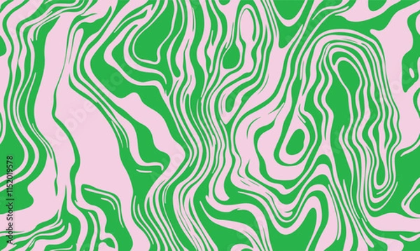 Obraz Psychedelic groovy trippy y2k retro seamless pattern in pink and mint green colors. Wavy and swirled brush strokes seamless pattern. Abstract liquid background for packaging design and advertisement.