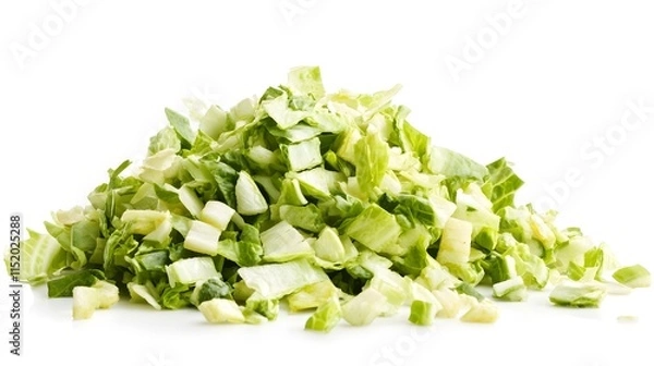 Fototapeta Chopped Romaine lettuce isolated in white background