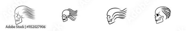 Obraz A woodcut depiction of a human skull, rendered in a modern engraving style.