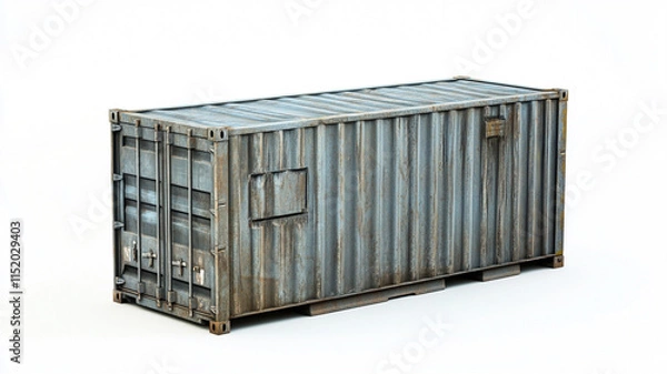 Fototapeta A white shipping container isolated on a white background