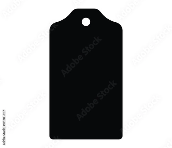 Fototapeta black tag, solid shape, minimalist design, simple silhouette, flat graphic, luggage label, gift tag template, monochrome, stark contrast, clean lines, negative space, high contrast, geometric form, re