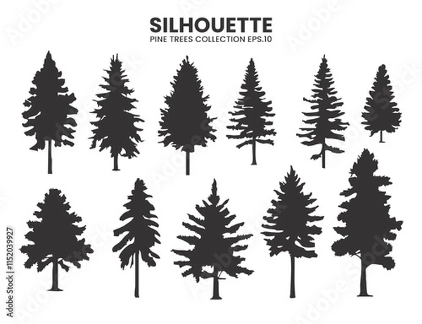 Obraz Pine Tree Silhouettes – Vector Collection for Nature Designs
