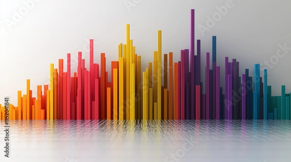 Fototapeta Vertical column chart with tapered edges, standing tall on a white background for a sleek effect.