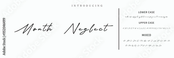 Fototapeta Hand drawn vector alphabet. Modern monoline signature script font. Elegant Signature Font. Best Alphabet Beautiful Calligraphy Signature Font lettering