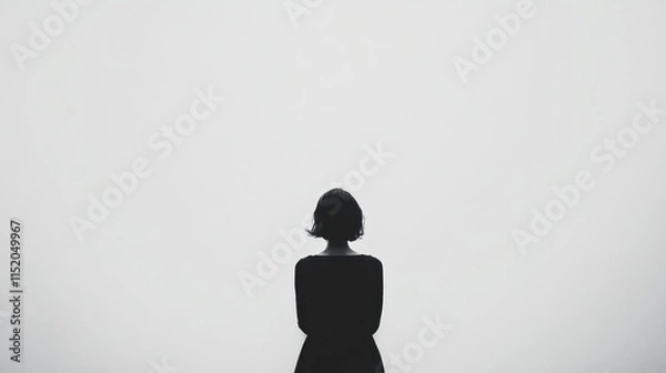 Obraz A woman is standing in front of a white wall