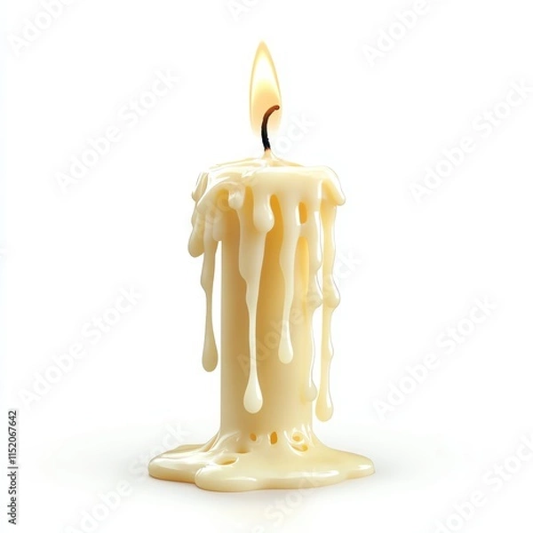 Fototapeta A melting candle with a gentle flame, creating a serene and calming ambiance.