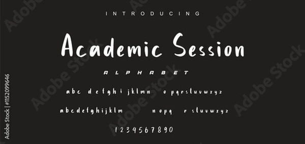 Fototapeta Abstract Marker Brush Font, Beach and Surf Font, include Uppercase and Lowercase Symbols