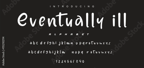 Fototapeta Abstract Marker Brush Font, Beach and Surf Font, include Uppercase and Lowercase Symbols