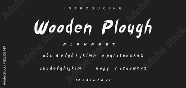Fototapeta Abstract Marker Brush Font, Beach and Surf Font, include Uppercase and Lowercase Symbols