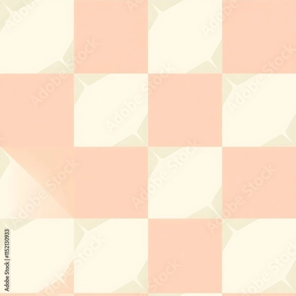 Obraz Abstract Geometric Pattern:  A calming and minimalist pattern with soft peach and cream squares and an elegant, subtle geometric design.  The use of delicate shapes and warm.