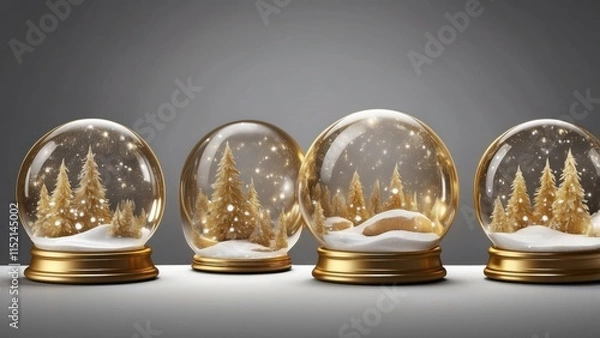 Fototapeta An element set of gold empty snow globe png cutouts