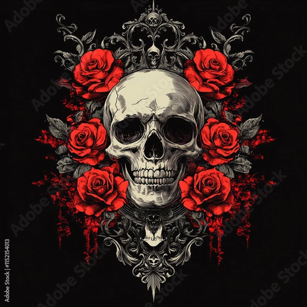 Obraz Skull and Roses illustration