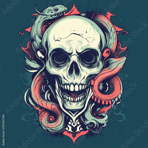 Obraz Skull and Snake Fore illustration