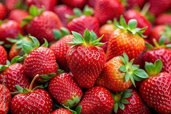 Fototapeta Vibrant Fresh Strawberries  High-Resolution Close-Up with Natural Glossy Texture.