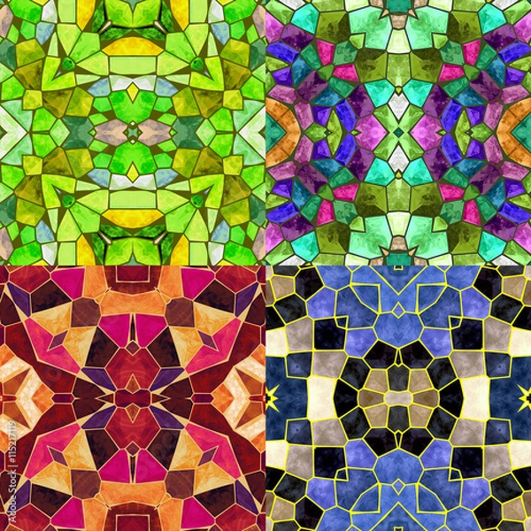 Fototapeta 
Abstract kaleidoscopic background of stained glass mosaic for four seasons
