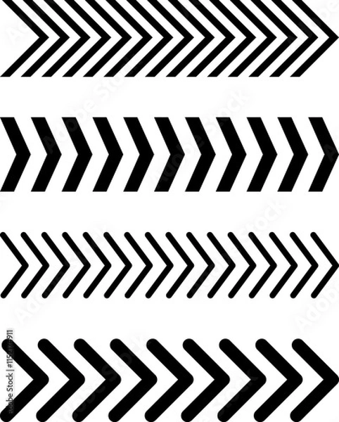 Obraz Sideways set. Linear signs collection. Arrow Design. Arrow Linear Fast Moving Signs Sideways Set. Design elements for your web, app, presentations, etc. Striped direction. Vector illustration.
