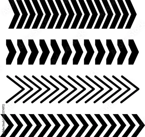 Obraz Sideways set. Linear signs collection. Arrow Design. Arrow Linear Fast Moving Signs Sideways Set. Design elements for your web, app, presentations, etc. Striped direction. Vector illustration.