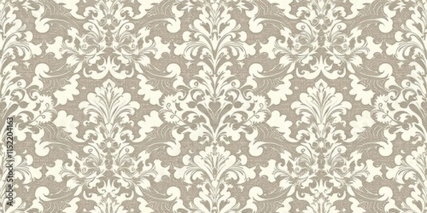 Fototapeta Elegant Beige Damask Floral Pattern