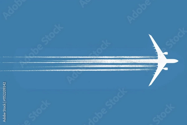 Obraz minimalist vector logo of an airplane trail, white on blue background