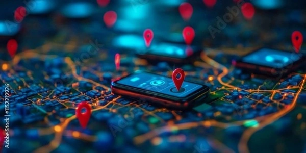 Fototapeta The role of digital handsets in GPS technology integration for delivering services.