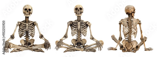 Fototapeta Sitting skeleton on a transparent background illustration