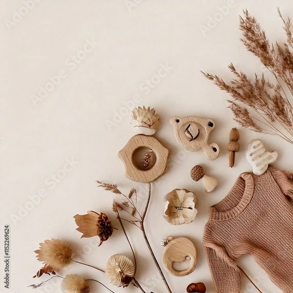 Obraz Neutral Baby Essentials Flatlay