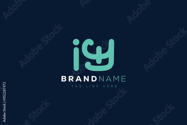 Fototapeta I and Y logo design.  IY abstract Letters Logo Monogram. This logo design is the process of creating a visual symbol that represents a brand, company, or individual.