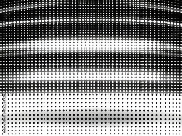 Obraz Abstract black and white halftone dot pattern background texture, monochrome,backdrop,minimal