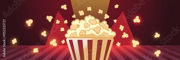 Fototapeta Popcorn in striped bucket on stage.