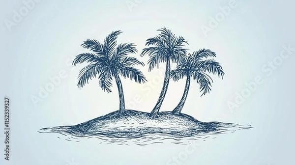 Fototapeta Tropical island with palm trees	
