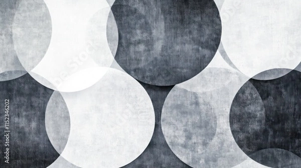 Fototapeta Abstract design featuring overlapping circles in shades of gray and white.