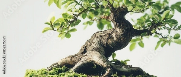 Fototapeta Close up of a small bonsai tree with green leaves