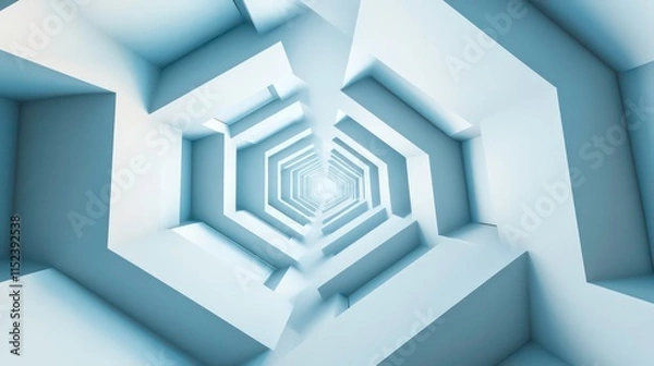 Fototapeta Abstract blue white geometric square pattern boxes overlapping background