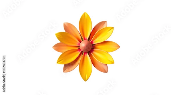 Fototapeta yellow and orange flower with a gradient of warm hues and a detailed center, embodying a sunny vibe, high quality png isolated on transparent background