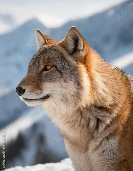 Obraz portrait of wild animals in snow, like tigers, lynxes, and wolves.
