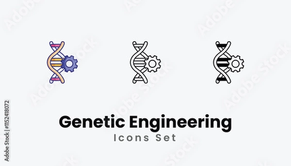 Fototapeta Genetic Engineering Icons thin line and glyph vector icon stock illustration