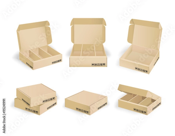 Fototapeta Collection of kraft box design package