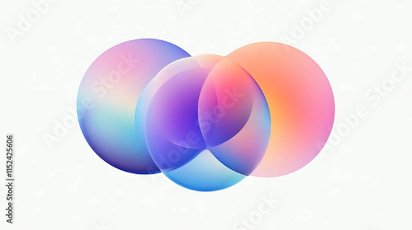 Fototapeta Blur gradient circle abstract shape with gradation of fluid color on transparent background. Vector set of soft geometric form mesh elements with blurry effect. Vibrant iridescent splash sticker.