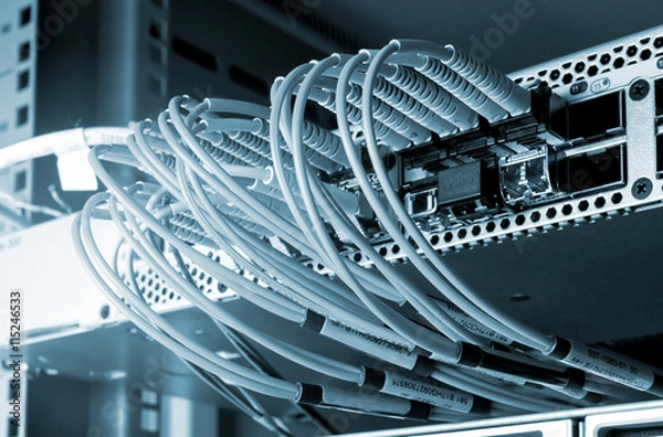 Obraz Fiber optic connecting on core network swtich