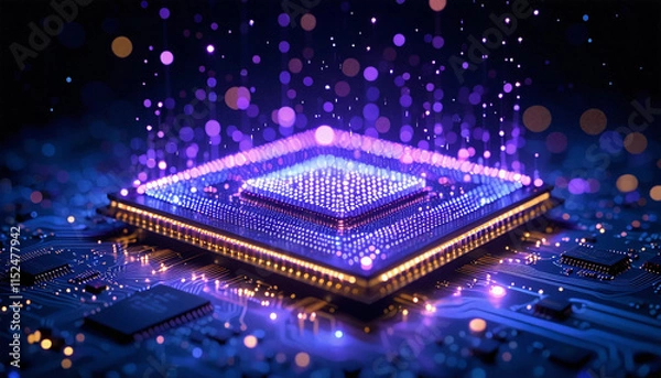 Fototapeta computer chip on blue
