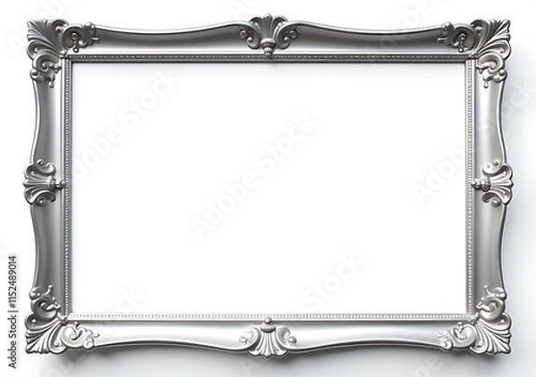 Fototapeta silver frame decorative pattern white background