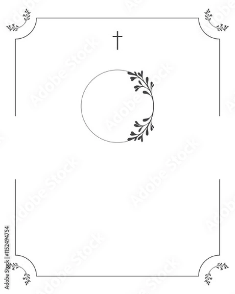 Fototapeta Funeral card. Empty card for funeral with white background and photo frame 