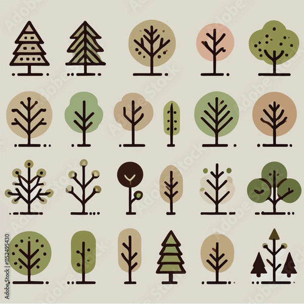 Fototapeta vector of a collection of trees that become one