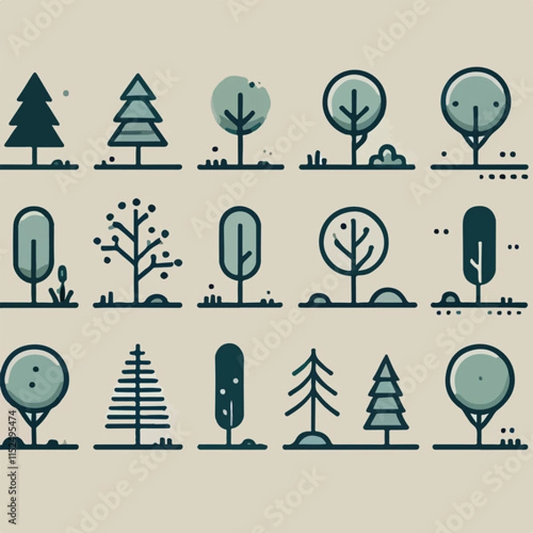 Fototapeta vector of a collection of trees that become one