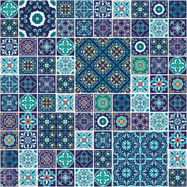 Obraz Vector seamless texture. Beautiful mega patchwork pattern for design and fashion with decorative elements