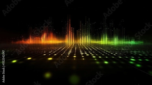 Fototapeta Vibrant Digital Sound Wave Visualization with Colorful Spectrum Lights
