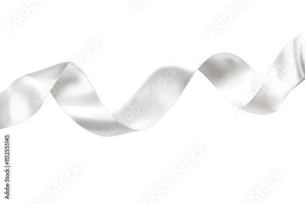Obraz Elegant white ribbon string twisted gracefully for creative projects and decorations. Isolated on transparent background, png.