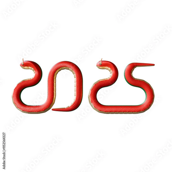 Fototapeta 2025 Chinese New Year Of Serpent Front View 3D Render Illustration