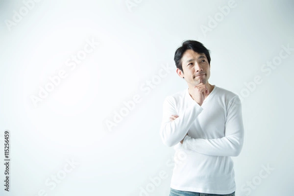 Obraz カジュアルポートレート・ミドル男性 (白バック)