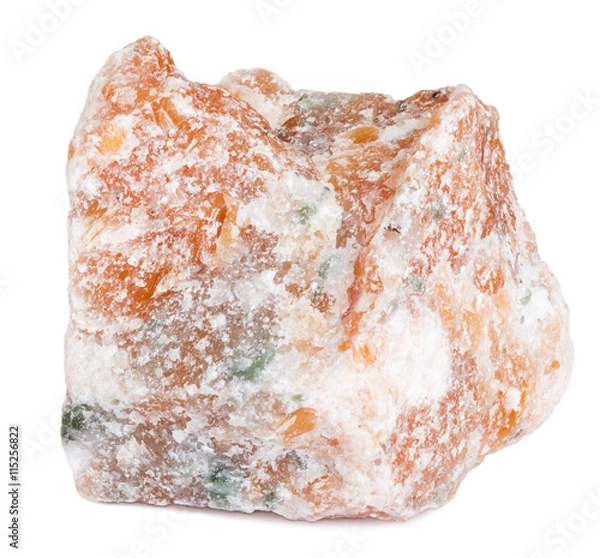 Fototapeta Orange calcite crystal isolated on white with clipping path
